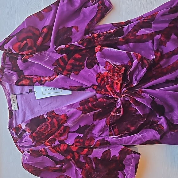 Rhode Purple Floral Leanna Velvet Valentine's Dress L NWT - Picture 5 of 9